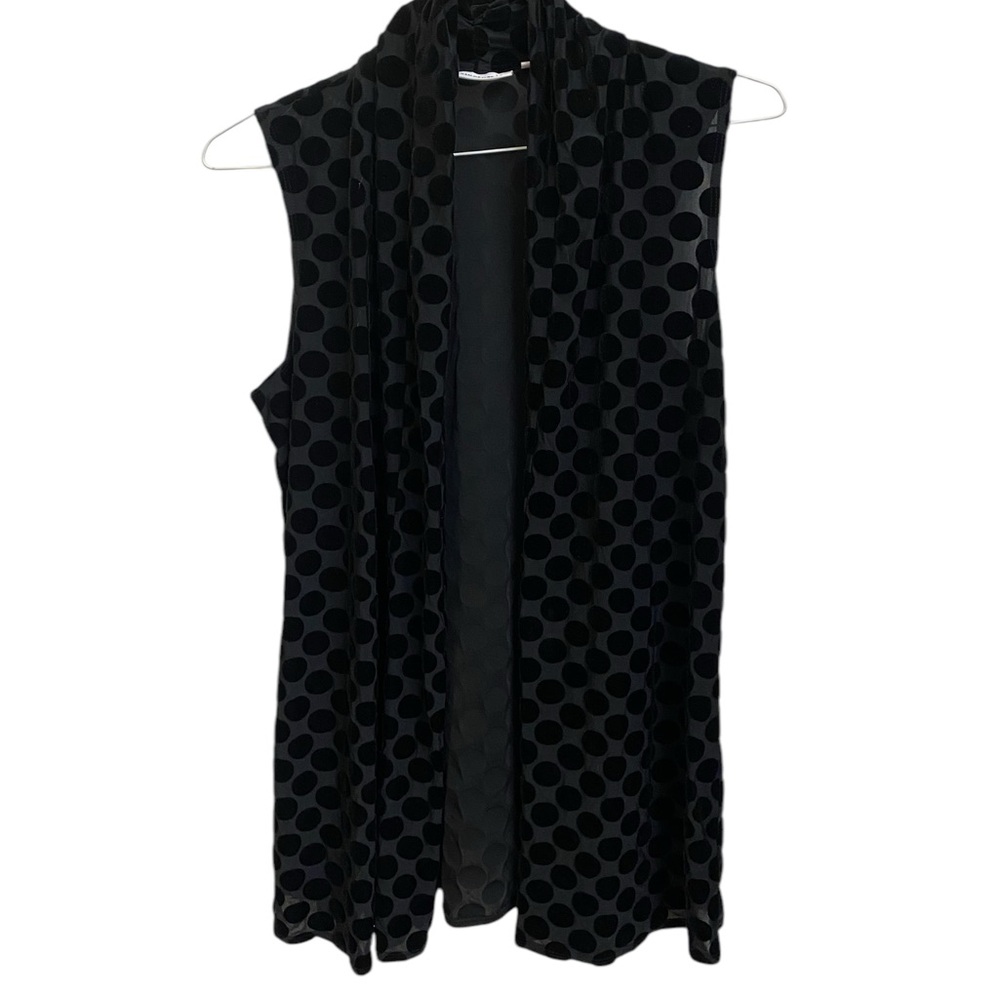 Susan Graver Dot Burnout Velvet  Black Open Vest Size XS